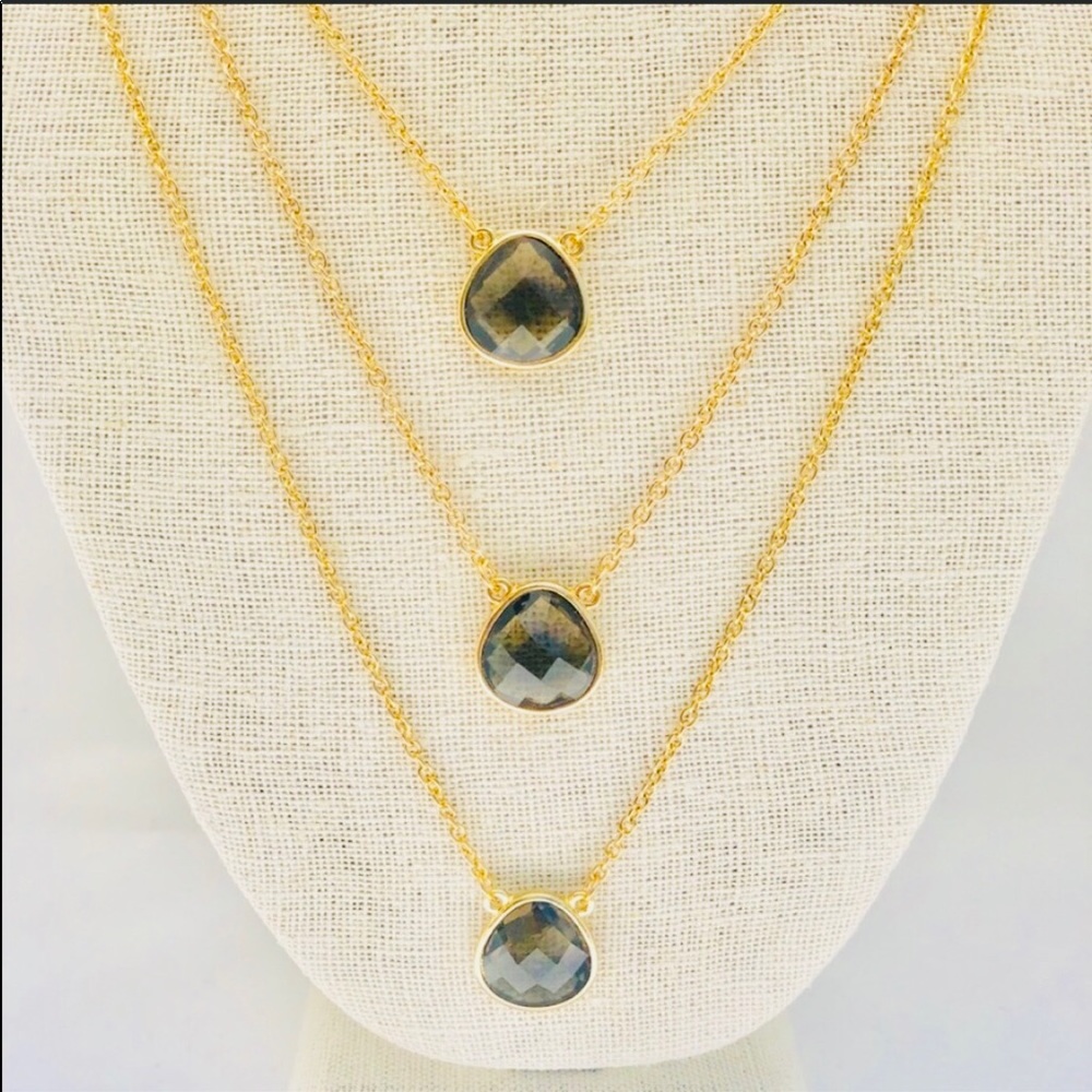 Layer necklace brown crystals